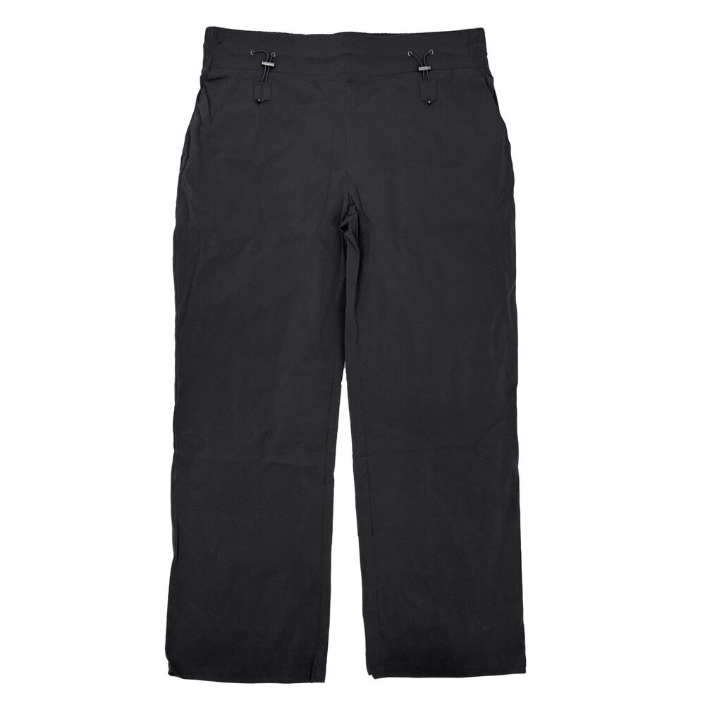HALARA Nylon Pull On Toggle Cinch Waist Pant XL Black Straight-Wide Leg NWT B86
